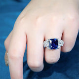 Dazzling 6.0ct Blue Sapphire Radiant Cut Engagement Ring In Sterling Silver