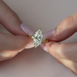 Enchanting Solarii Moissanite 3.0ct Marquise Cut 925 Sterling Silver Twist Design Engagement Ring