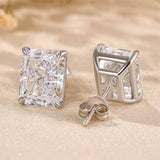 Delicate Radiant Cut Women's Stud Earrings In Sterling Silver