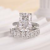 Solarii New Arrived 5.0ct Radiant Cut Cubic Zirconia Wedding Ring Set