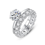 925 Sterling Silver Round Cut Wedding Ring Set