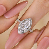 Luxurious Three Stone Marquise Cut 3.0ct Engagement Ring In Sterling Silver