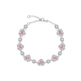 Solarii "Ms Charming" Halo Heart Sterling Silver Tennis Bracelet