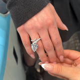 Graceful Swirl Pear Cut 6.0ct Engagement Ring In Sterling Silver