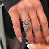 Graceful Swirl Pear Cut 6.0ct Engagement Ring In Sterling Silver
