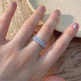 Solarii Moissanite 1.08ct Round Cut 2-Line Eternity Ring 925 Sterling Silver Wedding Band