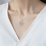 Solarii Moissanite 1.0ct Round Cut  Rose and Heart Design 925 Sterling Silver Necklace