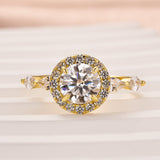 Gorgeous Solarii Moissanite 1.0ct Round Cut 925 Sterling Silver Halo Design Engagement Ring