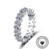 Solarii Moissanite 3.08ct Round Cut&Emerald Cut Full Eternity Ring 925 Sterling Silver Wedding Band