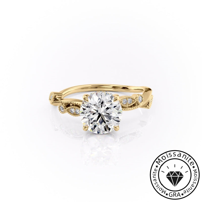 Luxurious Solarii Moissanite 2.0ct Round Cut 925 Sterling Silver Hidden Halo Engagement Ring