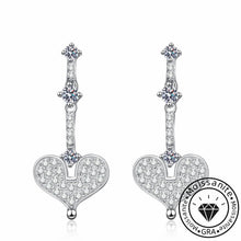 Round Cut White Stone Drop Earrings in White Gold Plating with Moissanite, 925 Sterling Silver