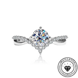 Solarii Moissanite Crown Design 1.0ct Round Cut  925 Sterling Silver Engagement Ring