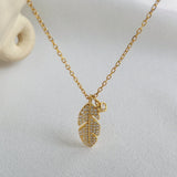 Glamorous Leaf Design Pave 925 Sterling Silver Necklace