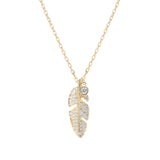 Glamorous Leaf Design Pave 925 Sterling Silver Necklace