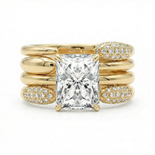 Vintage Radiant Cut 5.0 Ct Solitaire 4pc Wedding Ring Set 925 Sterling Silver