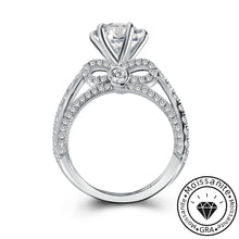Solarii Moissanite 3.0ct Bow Base Design Sterling Silver Engagement Ring
