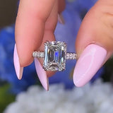 Classic Emerald Cut Solitaire Sterling Silver Engagement Ring