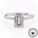 Solarii Moissanite Emerald Cut  925 Sterling Sliver Engagement Ring