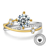 Solarii Moissanite 1.0ct Round Cut Two-Tone 925 Sterling Silver Engagement Ring