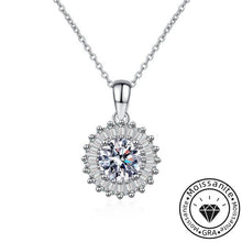 Round Cut Moissanite Radiant Sun Necklace with White Gold Plating, 925 Sterling Silver