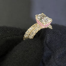Radiant Cut 5.0ct Double Pink Hidden Halo 2PC Bridal Set in Sterling Silver
