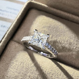 Solarii Moissanite Princess Cut  925 Sterling Sliver Engagement Ring