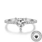 Solarii Moissanite 1.0ct Heart Cut 925 Sterling Silver Engagement Ring