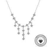 Round Cut Moissanite Waterfall Necklace with White Gold Plating, 925 Sterling Silver