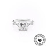 Antique Solarii Moissanite 2.0ct Princess Cut 925 Sterling Silver Side Stone Engagement Ring