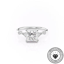 Antique Solarii Moissanite 2.0ct Princess Cut 925 Sterling Silver Side Stone Engagement Ring