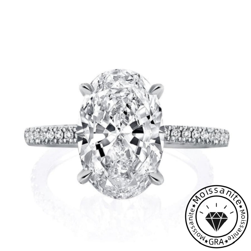 Solarii Moissanite 4.5ct Oval Cut Gorgeous 925 Sterling Silver Engagement Ring