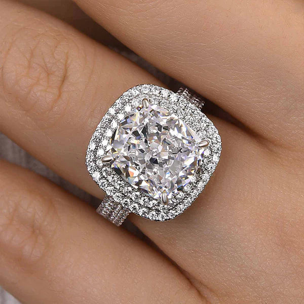 Vintage Cushion Cut Sterling Silver Engagement Ring
