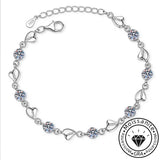 Round Cut Charm Moissanite Bracelet with White Gold Plating, 925 Sterling Silver