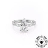 Modern Solarii Moissanite 2.0ct Pear Cut 925 Sterling Silver Hidden Halo Engagement Ring