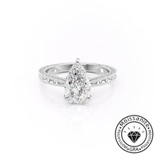 Modern Solarii Moissanite 2.0ct Pear Cut 925 Sterling Silver Hidden Halo Engagement Ring