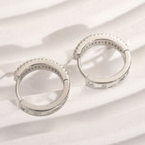 Emerald Cut Moissanite Hoop Earrings in White Gold Plating, 925 Sterling Silver