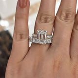 Gorgeous Emerald Cut Wedding Set In Sterling Silver