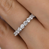925 Sterling Silver Eternity Ring with Round Cut Cubic Zirconia, White Gold Plating – Timeless Design for Unending Love