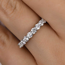 925 Sterling Silver Eternity Ring with Round Cut Cubic Zirconia, White Gold Plating – Timeless Design for Unending Love