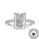 Solarii Moissanite 3.0ct Hidden Halo Radiant Cut  925 Sterling Silver Engagement Ring