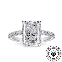 Solarii Moissanite 4.0ct Hidden Halo Radiant Cut  925 Sterling Silver Engagement Ring