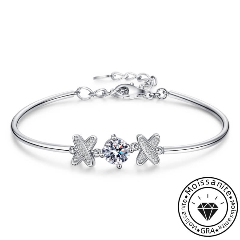 Gorgeous round cut moissanite bracelet, rhodium plated, 925 sterling silver