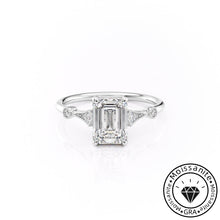 Minimalist Solarii Moissanite 2.0ct Emerald Cut 925 Sterling Silver Side Stone Engagement Ring