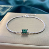 Glamorous Emerald Bracelet For Women In Sterling Silver