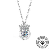 Round Cut Moissanite Tiara Necklace with White Gold Plating, 925 Sterling Silver