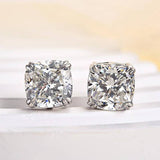 Stunning Cushion Cut Stud Earrings In Sterling Sliver