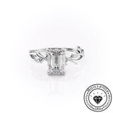 Fashionable Solarii Moissanite 2.0ct Emerald Cut 925 Sterling Silver Twist Design Engagement Ring