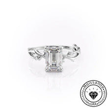 Fashionable Solarii Moissanite 2.0ct Emerald Cut 925 Sterling Silver Twist Design Engagement Ring