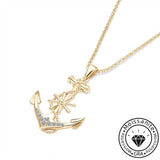 Round Cut Moissanite Anchor Necklace with White Gold/Yellow Gold Plating, 925 Sterling Silver