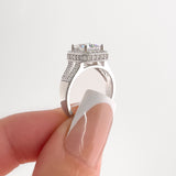 Glistening Princess Cut 1.2ct Halo Design Engagement Ring In Sterling Silver